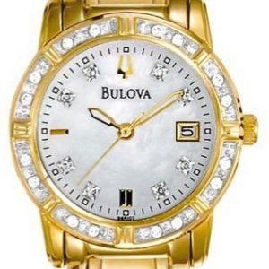 Bulova Diamond 98r135 Kello Valkoinen / Kullansävytetty Teräs