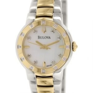 Bulova Diamond 98r168 Kello Valkoinen / Kullansävytetty Teräs