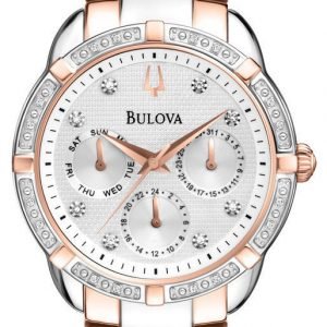 Bulova Diamond 98r177 Kello Valkoinen / Punakultasävyinen