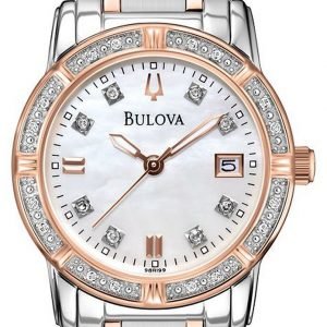 Bulova Diamond 98r199 Kello Valkoinen / Punakultasävyinen