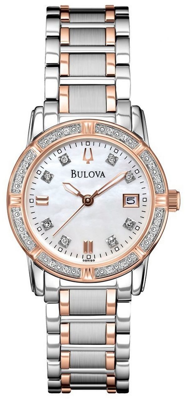 Bulova Diamond 98r199 Kello Valkoinen / Punakultasävyinen