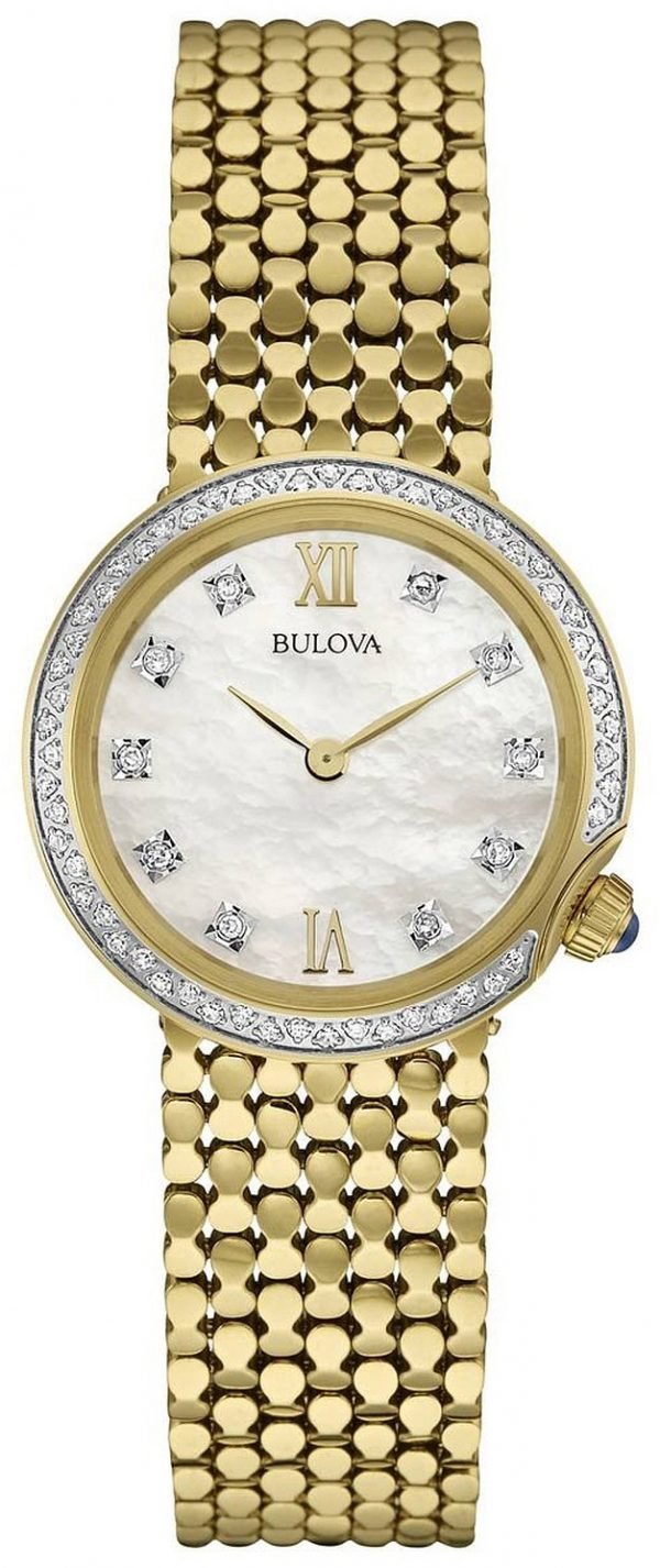 Bulova Diamond 98r218 Kello Hopea / Kullansävytetty Teräs