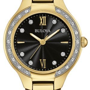 Bulova Diamond 98r222 Kello Musta / Kullansävytetty Teräs