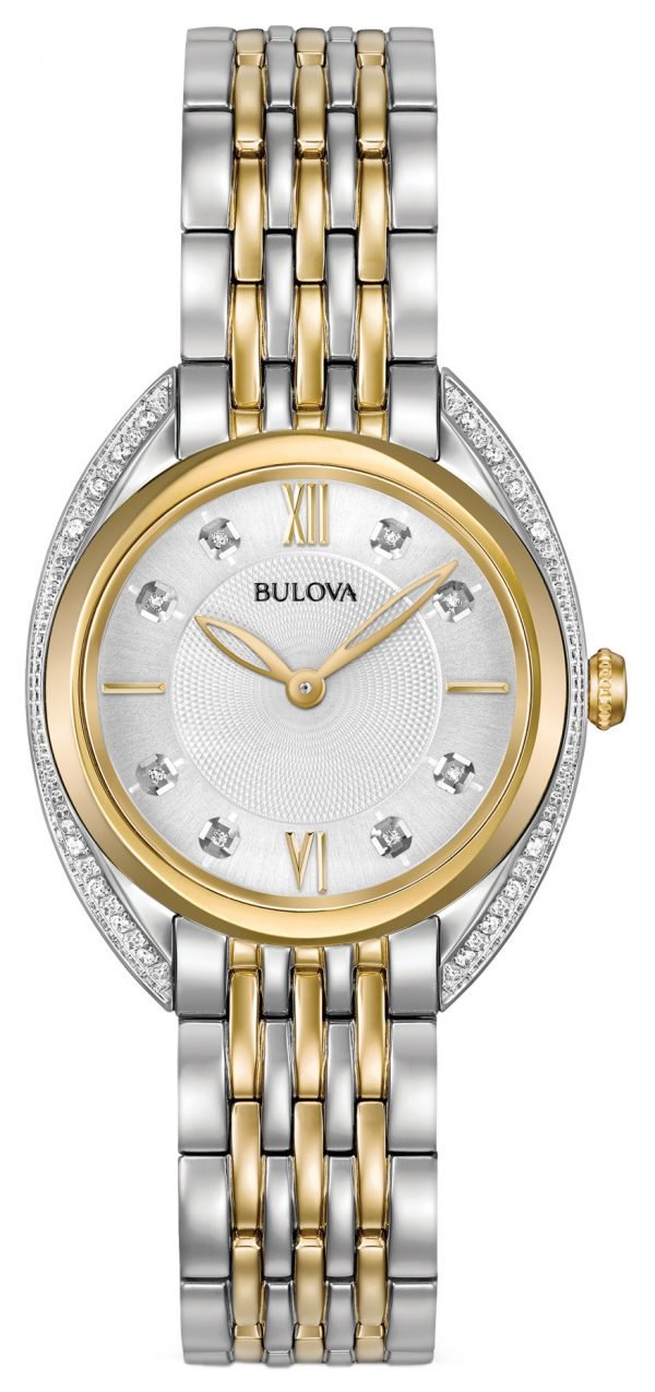 Bulova Diamond 98r229 Kello Hopea / Kullansävytetty Teräs