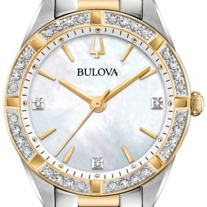 Bulova Diamond 98r263 Kello Valkoinen / Kullansävytetty Teräs