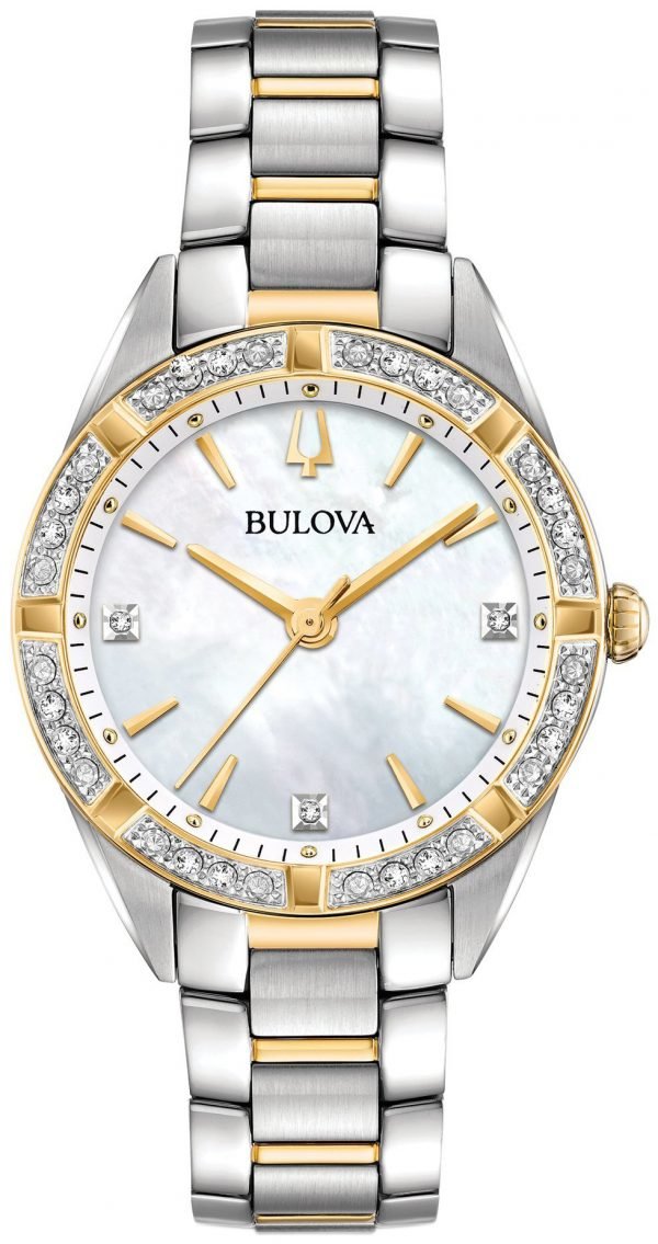 Bulova Diamond 98r263 Kello Valkoinen / Kullansävytetty Teräs
