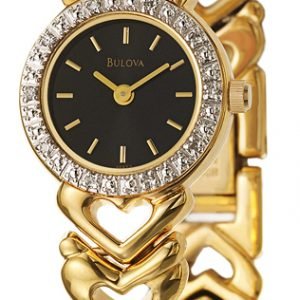 Bulova Diamond 98r53 Kello Musta / Kullansävytetty Teräs