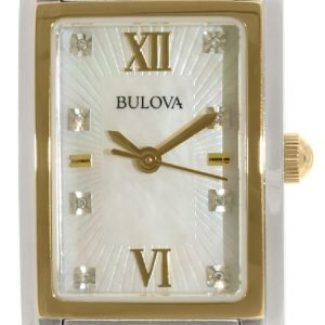 Bulova Diamond 98s144 Kello Hopea / Kullansävytetty Teräs