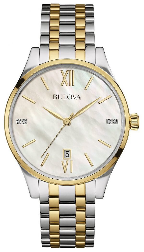 Bulova Diamond 98s149 Kello Valkoinen / Kullansävytetty Teräs