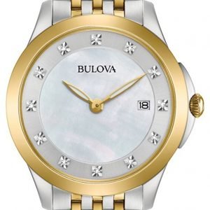 Bulova Diamond 98s161 Kello Valkoinen / Kullansävytetty Teräs