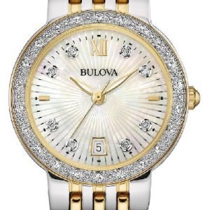 Bulova Diamond 98w211 Kello Valkoinen / Kullansävytetty Teräs