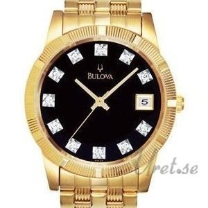 Bulova Diamonds Herr 97f44 Kello Musta / Kullansävytetty