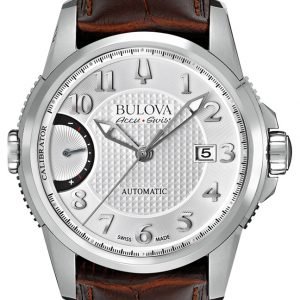 Bulova Dress 63b171 Kello Hopea / Nahka