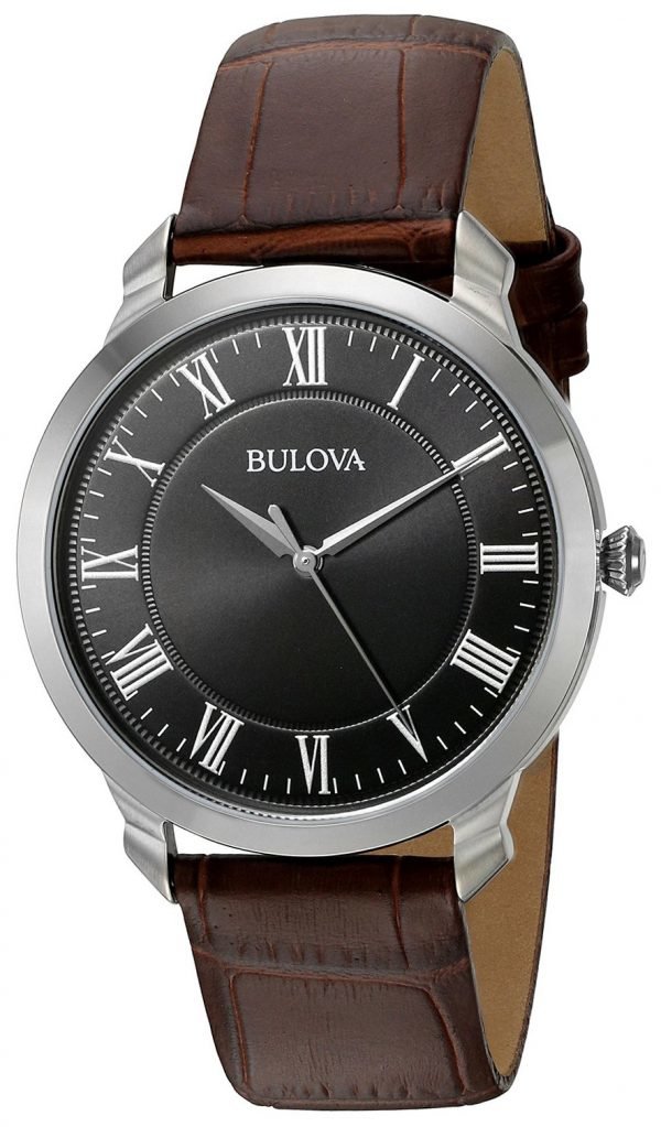 Bulova Dress 96a184 Kello Musta / Nahka