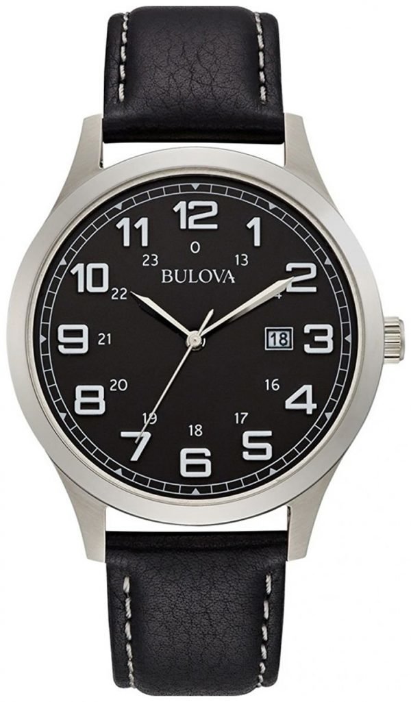 Bulova Dress 96b276 Kello Musta / Nahka