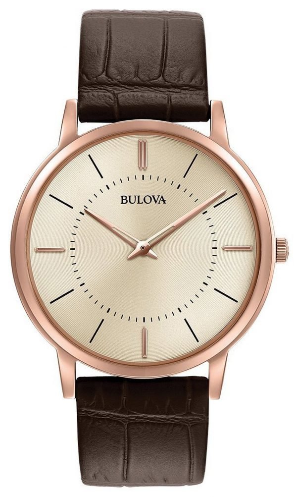 Bulova Dress 97a126 Kello Beige / Nahka