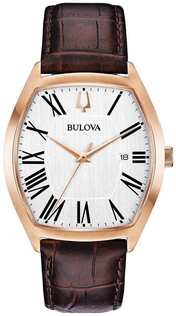 Bulova Dress 97b173 Kello Hopea / Nahka