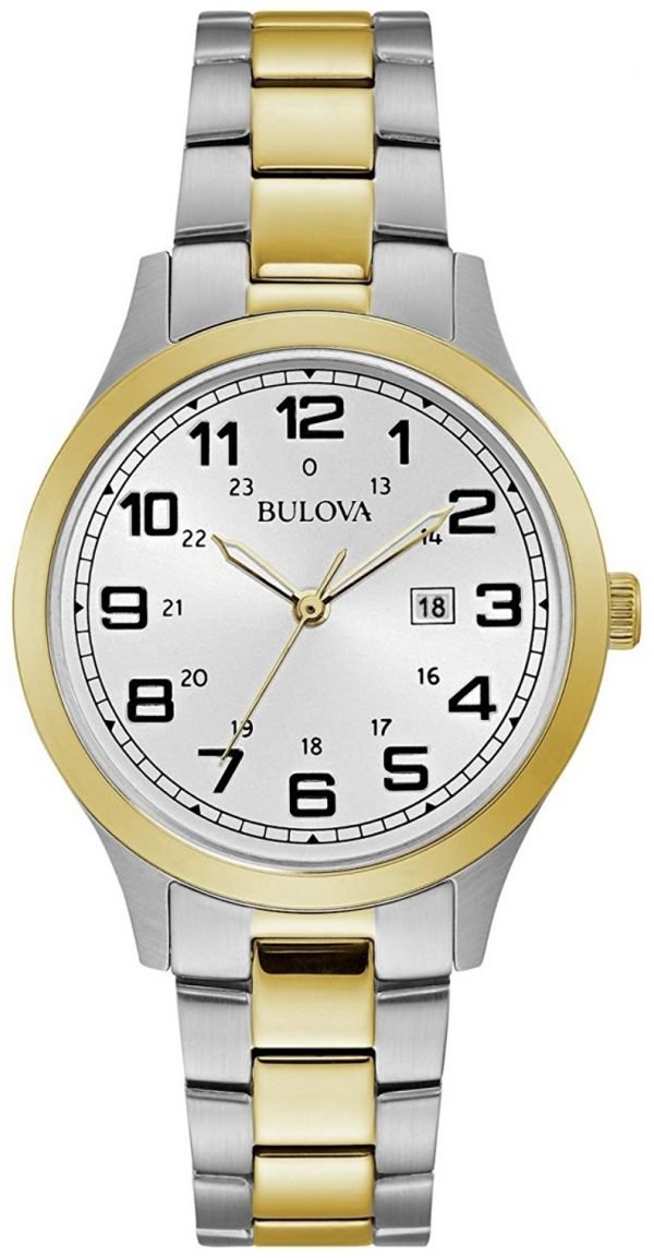 Bulova Dress 98m128 Kello Hopea / Kullansävytetty Teräs