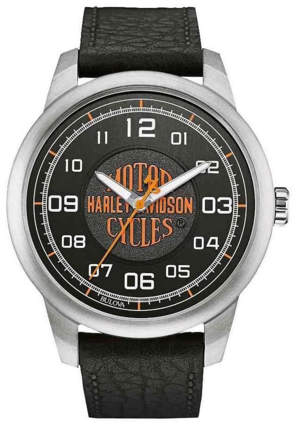 Bulova Harley-Davidson 76a155 Kello Musta / Nahka