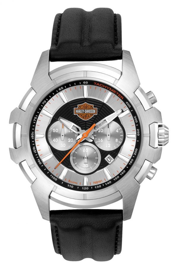 Bulova Harley-Davidson 76b161 Kello Hopea / Nahka