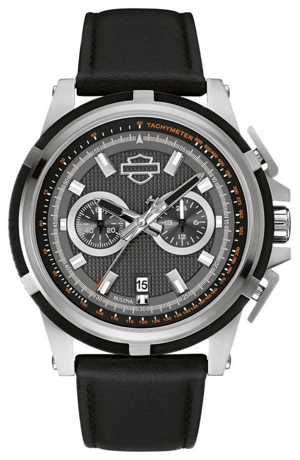 Bulova Harley-Davidson 76b168 Kello Harmaa / Nahka