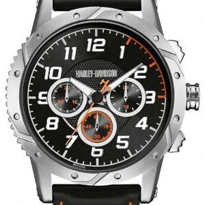 Bulova Harley-Davidson 76b171 Kello Musta / Nahka