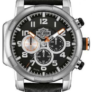 Bulova Harley-Davidson 76b172 Kello Musta / Nahka