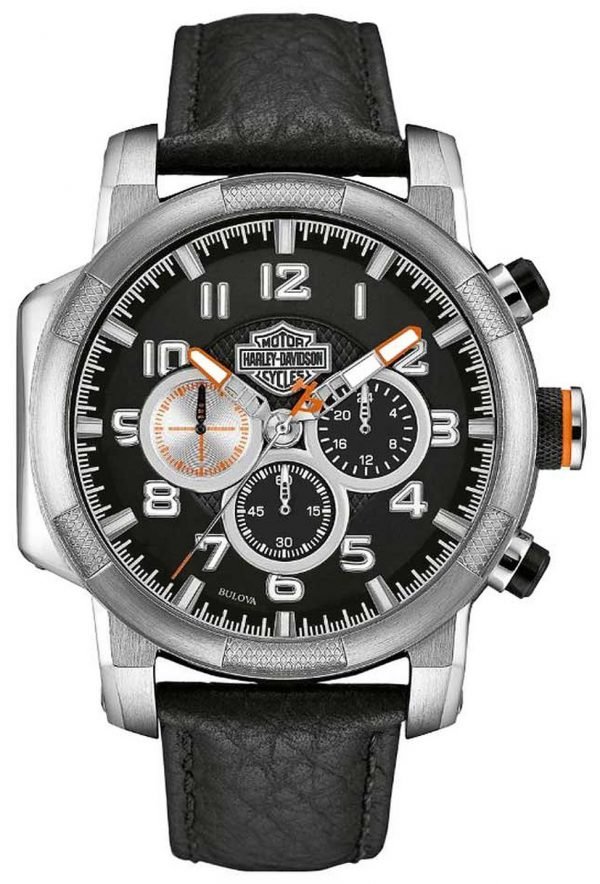 Bulova Harley-Davidson 76b172 Kello Musta / Nahka