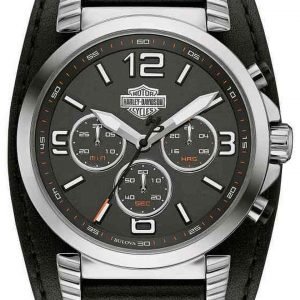 Bulova Harley-Davidson 76b173 Kello Musta / Nahka