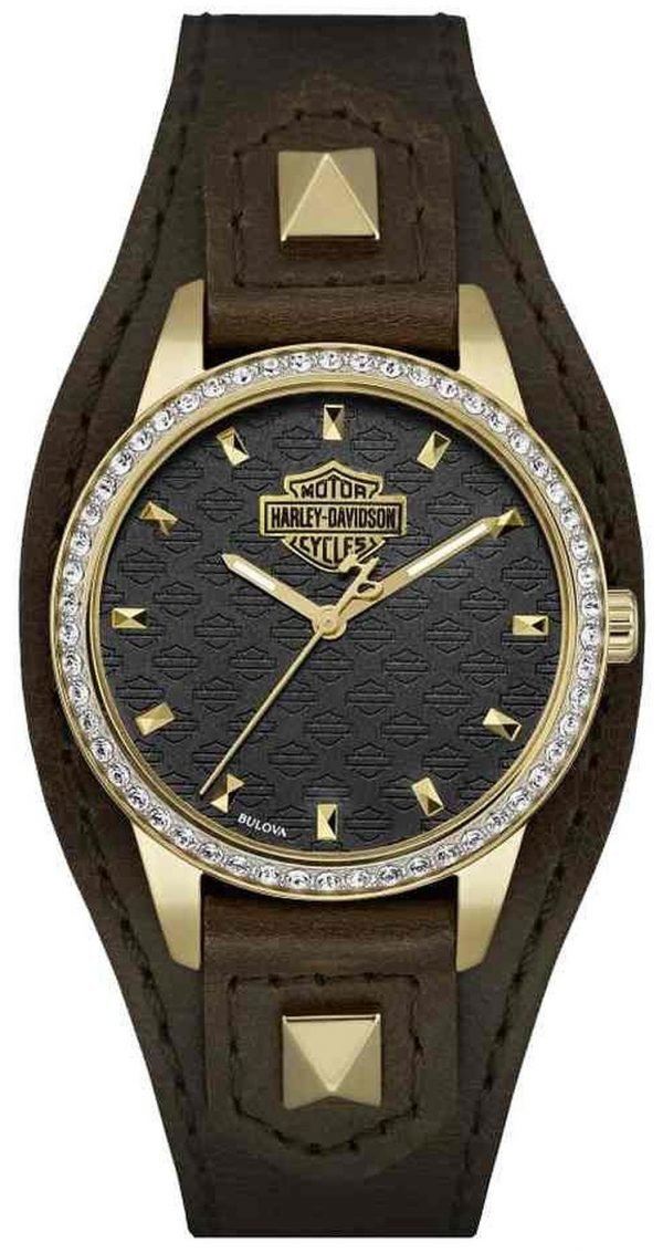 Bulova Harley-Davidson 77l105 Kello Musta / Nahka