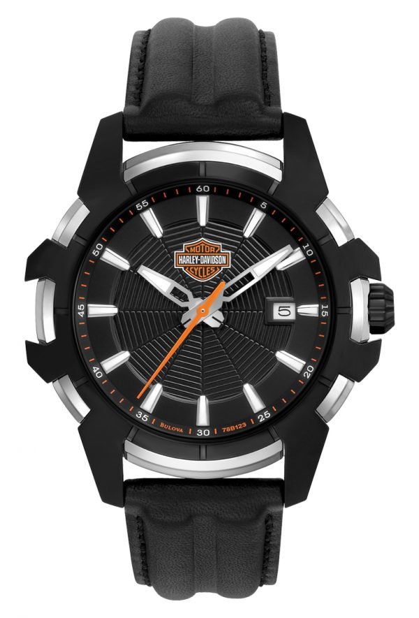 Bulova Harley-Davidson 78b123 Kello Musta / Nahka