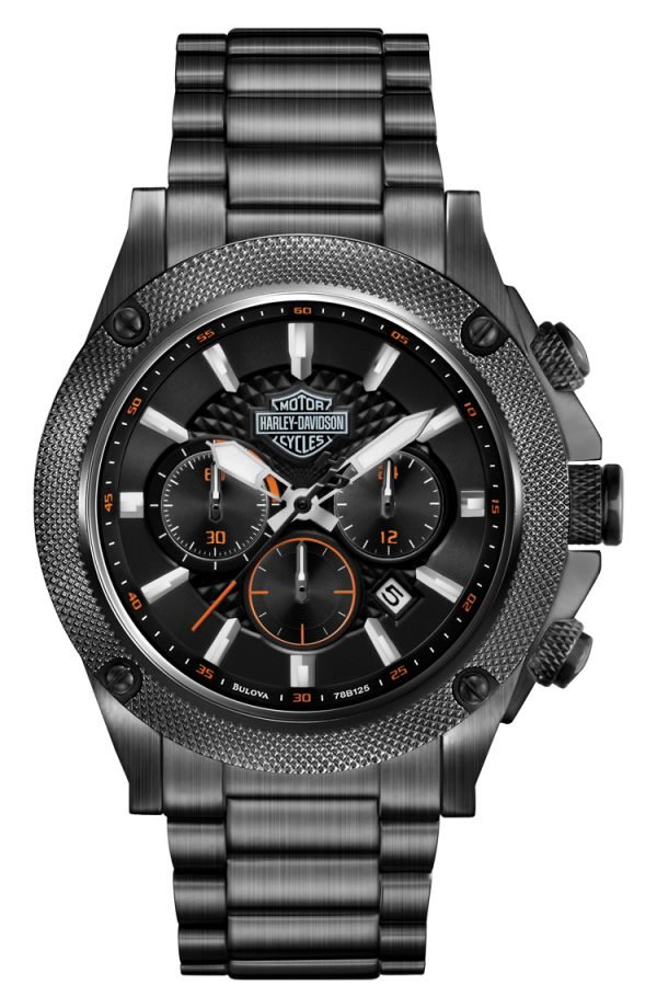 Bulova Harley-Davidson 78b127 Kello Musta / Teräs