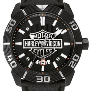 Bulova Harley-Davidson 78b136 Kello Musta / Nahka
