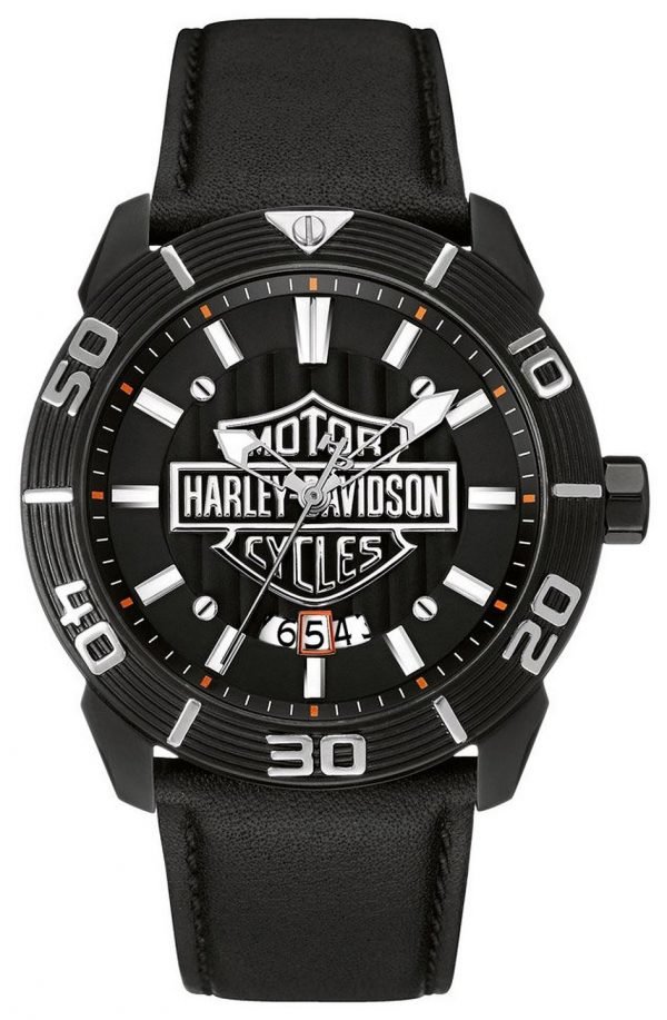 Bulova Harley-Davidson 78b136 Kello Musta / Nahka