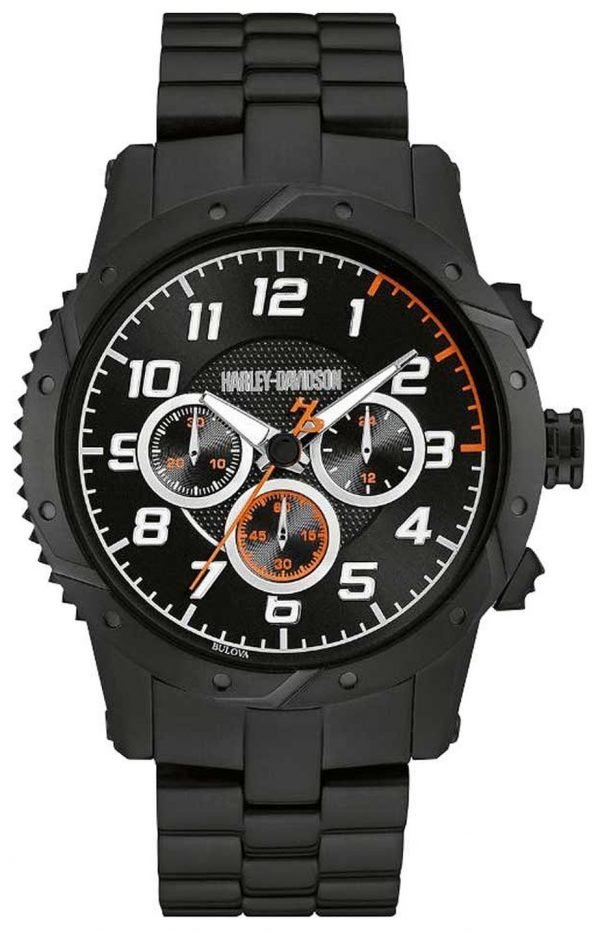 Bulova Harley-Davidson 78b138 Kello Musta / Teräs