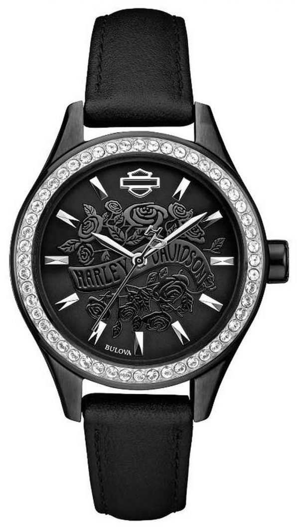 Bulova Harley-Davidson 78l119 Kello Musta / Nahka