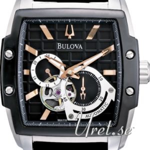 Bulova Mechanical 98a118 Kello Musta / Nahka