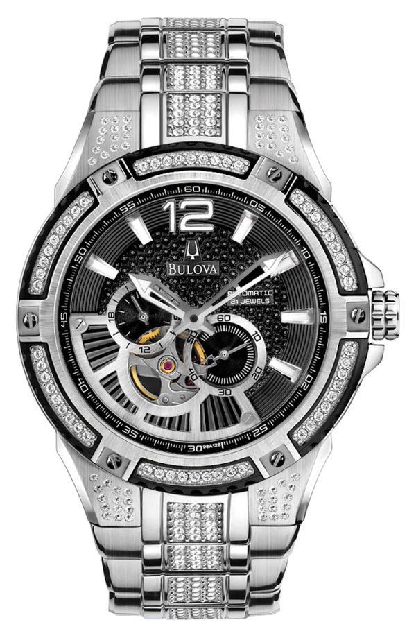 Bulova Mechanical 98a128 Kello Musta / Timanteilla