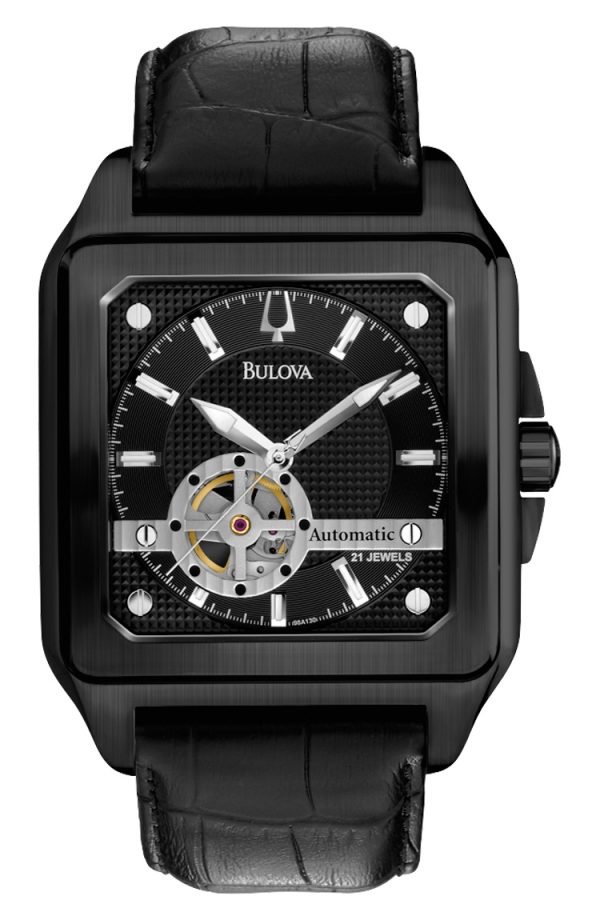 Bulova Mechanical 98a130 Kello Musta / Nahka