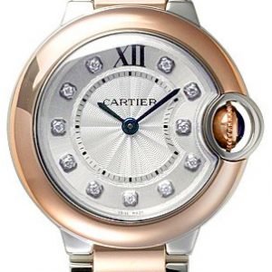 Cartier Ballon Blue W3bb0005 Kello Hopea / 18k Punakultaa