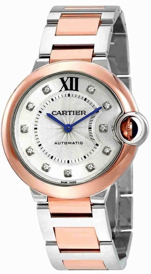 Cartier Ballon Blue W3bb0007 Kello Hopea / 18k Punakultaa