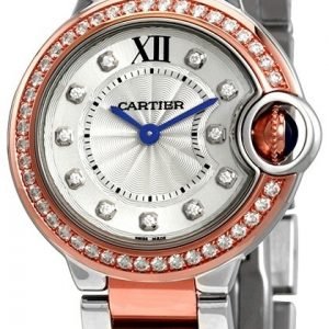 Cartier Ballon Blue W3bb0009 Kello Hopea / 18k Punakultaa