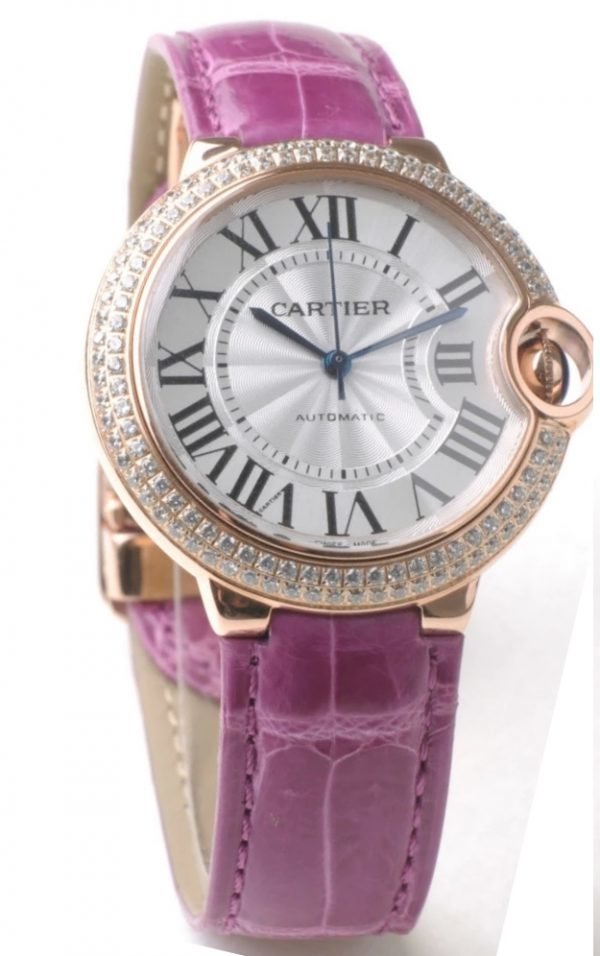 Cartier Ballon Blue We900551 Kello Hopea / Nahka