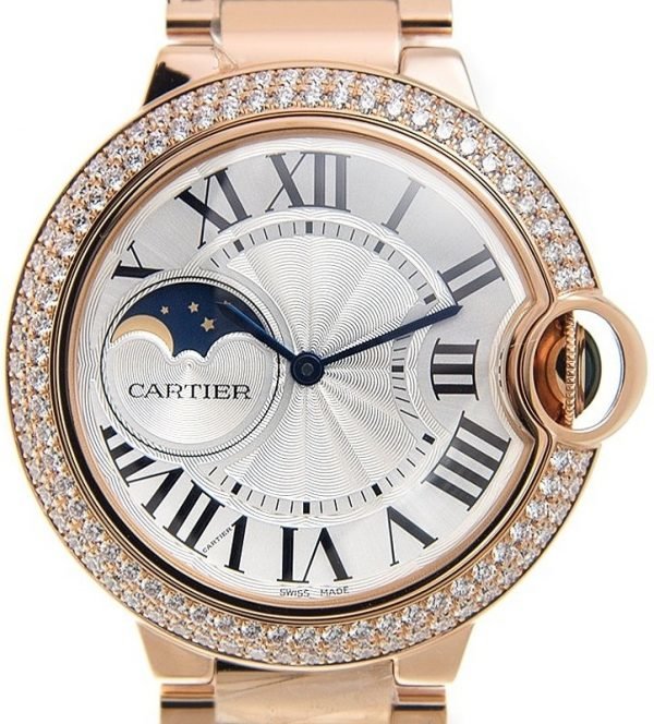 Cartier Ballon Blue Wjbb0025 Kello Hopea / 18k Punakultaa