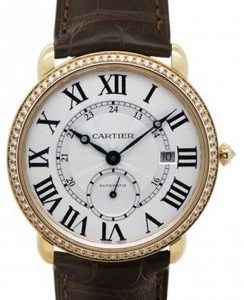 Cartier Ronde Wr007017 Kello Hopea / Nahka