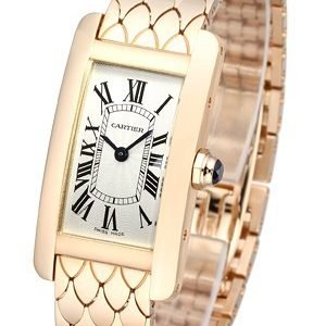 Cartier Tank Americaine W2620031 Kello Hopea / 18k Punakultaa