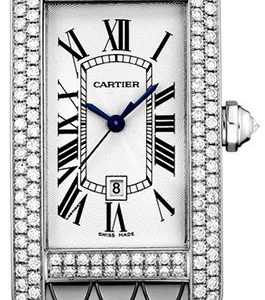 Cartier Tank Americaine Wb710011 Kello Hopea / 18k Valkokultaa