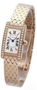 Cartier Tank Americaine Wb710012 Kello Hopea / 18k Punakultaa