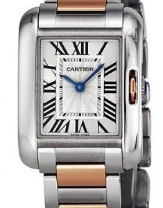 Cartier Tank Anglaise W5310036 Kello Hopea / 18k Punakultaa