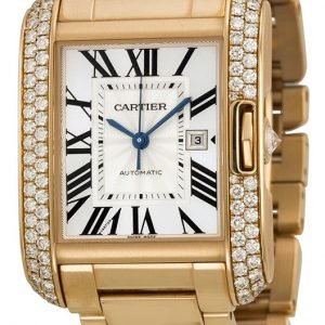 Cartier Tank Anglaise Wt100003 Kello Hopea / 18k Punakultaa